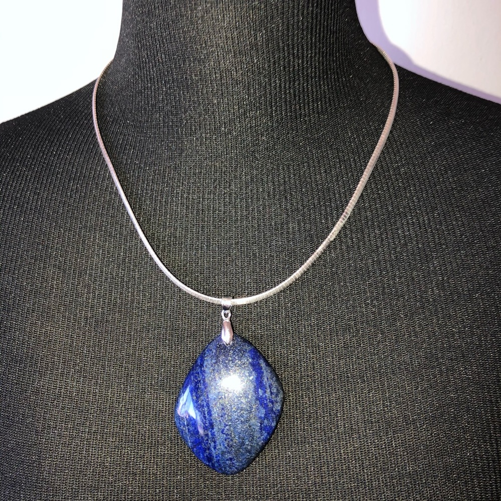 🛍️ Genuine Lapis Lazuli Modernist Pendant - Picture 9 of 13